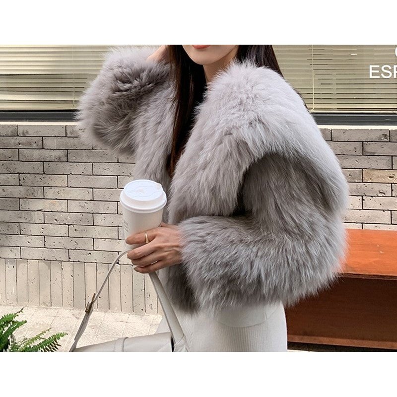 SARA | Fox Fur Coat grey -  Fuchspelz grau jacke Zara -Cielie